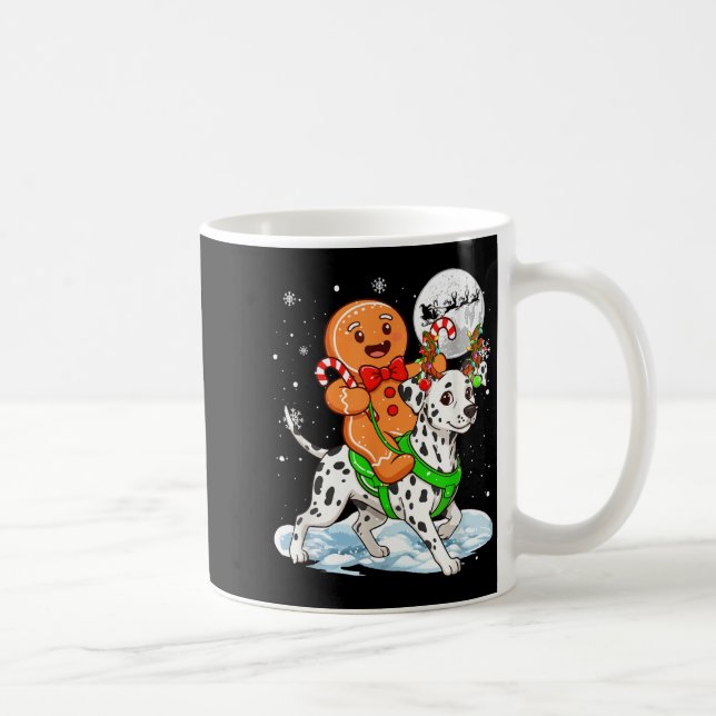 Taza De Café Gingerbread Ridding Dalmatian Reindeer Christmas B (Derecha)