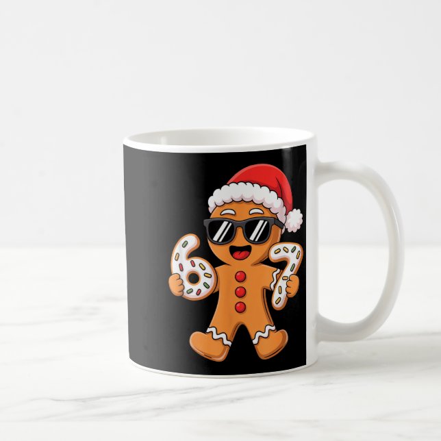 Taza De Café Gingerbread Santa With Sungles Holding 67 Cookies  (Derecha)