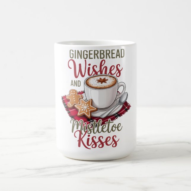 Taza De Café Gingerbread Wishes and Mistletoe Kisses Christmas (Centro)