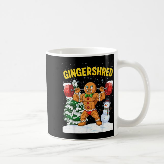 Taza De Café Gingershred Gingerbread Man Bodybuilding Christmas (Derecha)