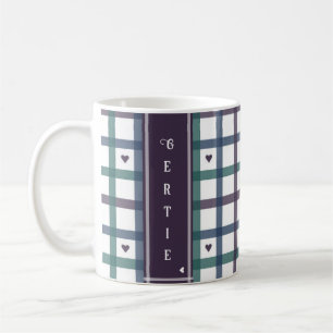 Taza De Café Gingham Corazón Morado