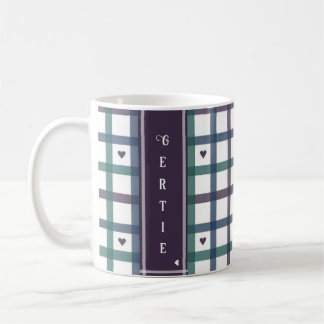 Taza De Café Gingham Corazón Morado