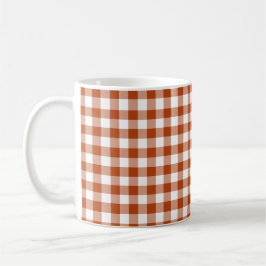 Taza De Café Gingham de Cuadros Rojo Herrumbre
