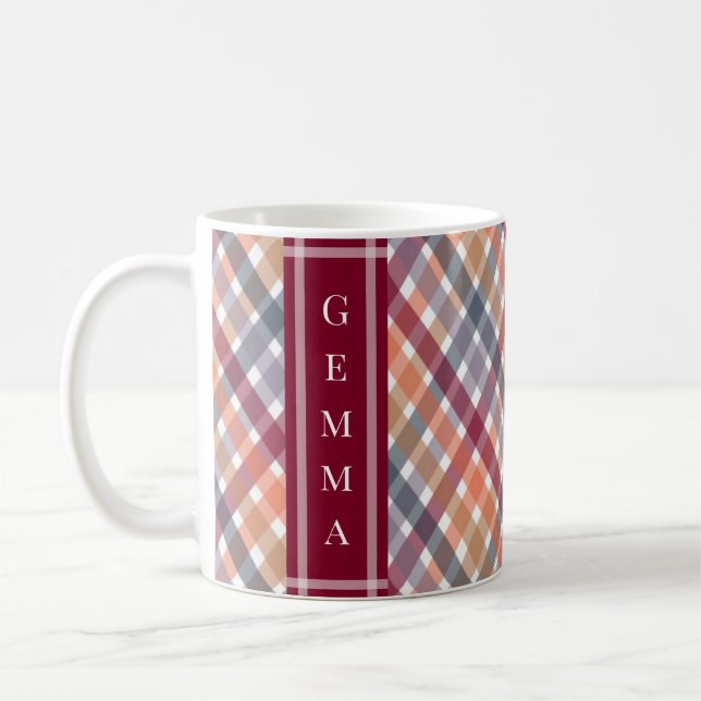 Taza De Café Gingham de Otoño (Izquierda)