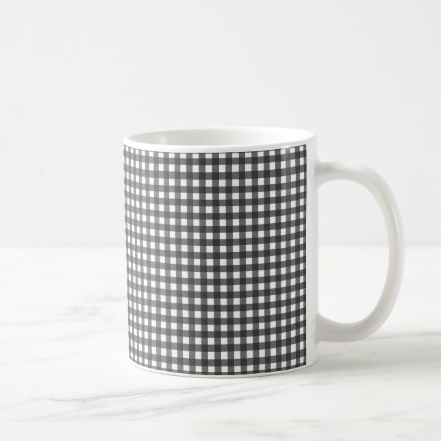 Taza De Café Gingham en blanco y negro (Derecha)