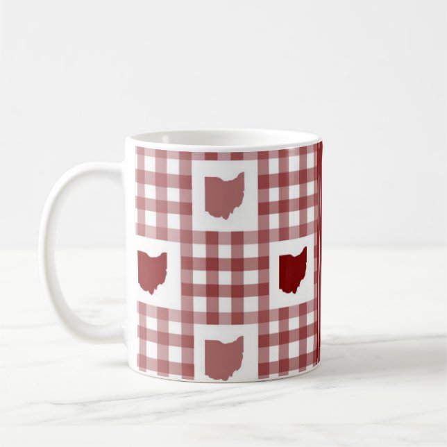 Taza De Café Gingham Rojo de Ohio (Izquierda)