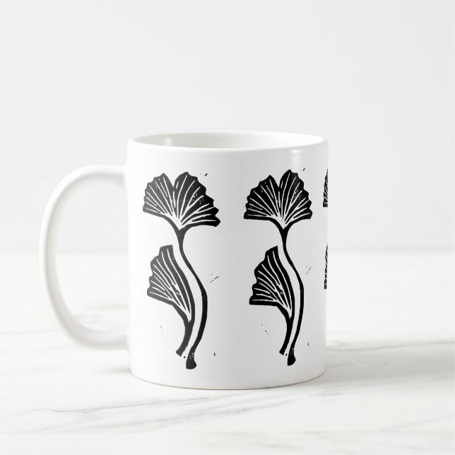 Taza De Café Gingko Leaf Lino Print Mug (Izquierda)
