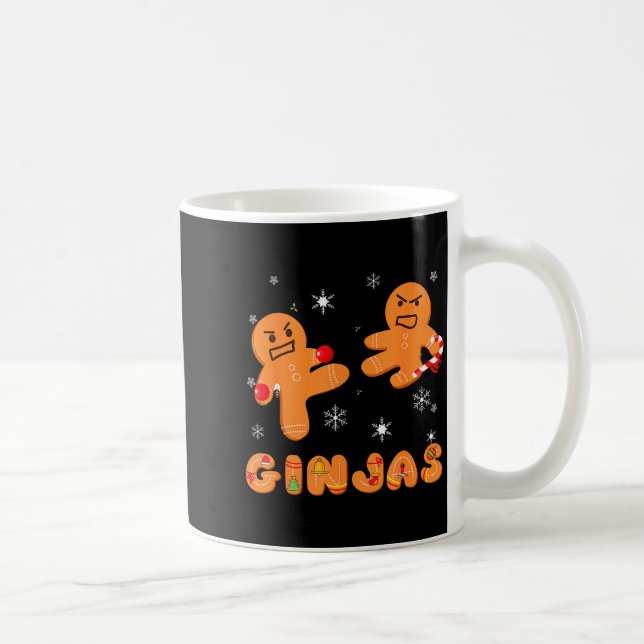Taza De Café Ginjas Gingerbread Ninjas Funny Ugly Christmas  (Derecha)