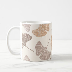 Taza De Café Ginkgo biloba: diseño seco sin costura.