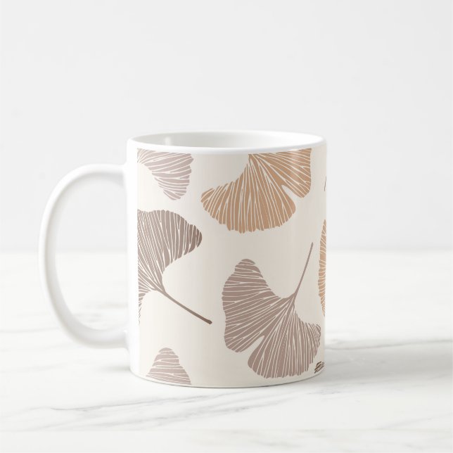Taza De Café Ginkgo biloba: diseño seco sin costura. (Izquierda)