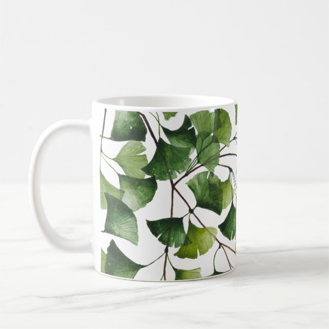 Taza De Café Ginkgo Biloba Verde - (Izquierda)