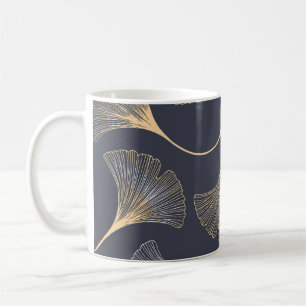 Taza De Café Ginkgo deja un patrón floral sin mar
