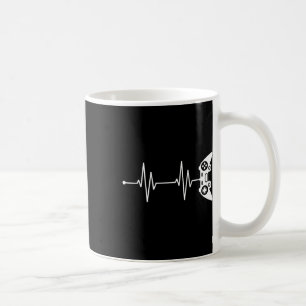 Taza De Café Gira De Camisa De Gamer Heartbeat Para El Videojue