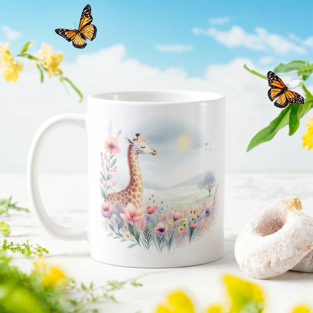 Taza De Café Girafa acuarela de primavera - Mug infantil (Subido por el creador)