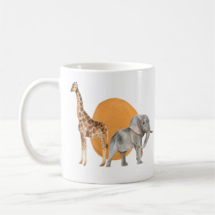 Taza De Café Girafa africana y elefante