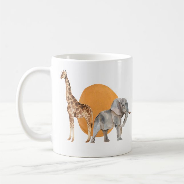 Taza De Café Girafa africana y elefante (Izquierda)