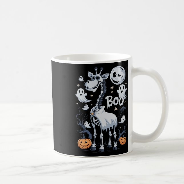 Taza De Café Girafa De Esqueleto En Fantasma Halloween (Derecha)