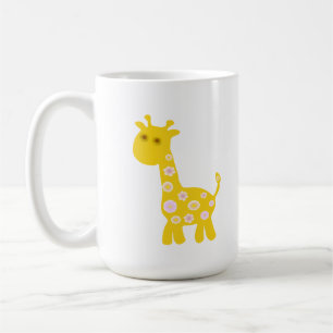 Taza De Café Girafa retro divertida de flores de estampado past