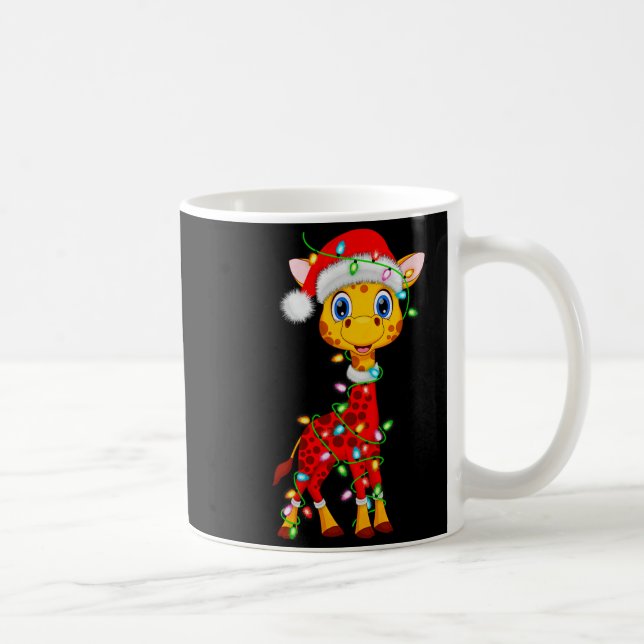 Taza De Café Giraffe Christmas Lights Santa Costume Cute Animal (Derecha)