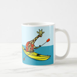 Taza De Café Giraffe en un kayak