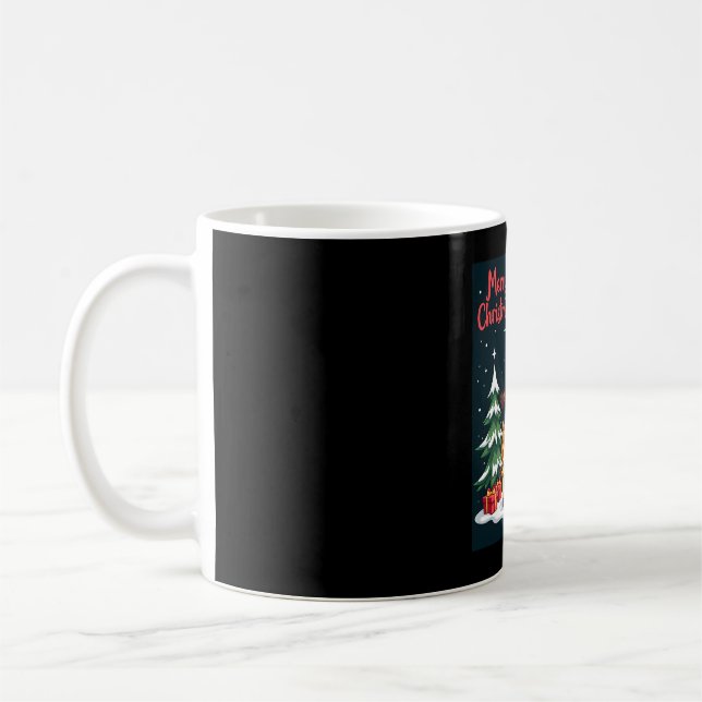 Taza De Café Giraffe Merry Árbol de Navidad iluminando Santa Gi (Izquierda)