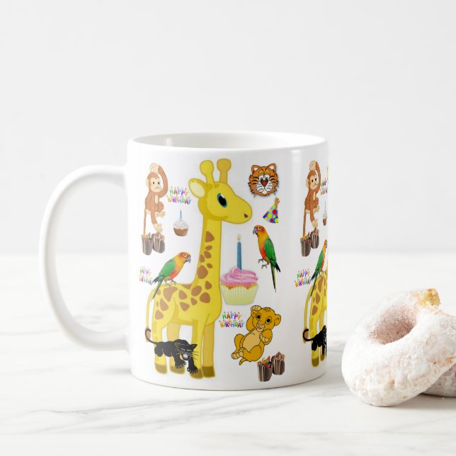 Taza De Café Giraffe Mug Happy Birday Mug (Con donut)