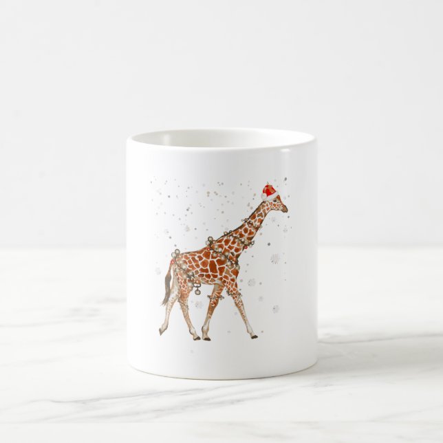 Taza De Café Giraffe Navidades Luces de color divertidas (Centro)