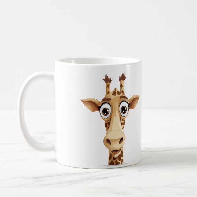 Taza De Café Giraffe Peeking Cute Adorable Gracioso Personaliza (Izquierda)