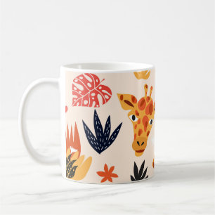 Taza De Café Giraffe personalizado: Patrón Floral Savanna
