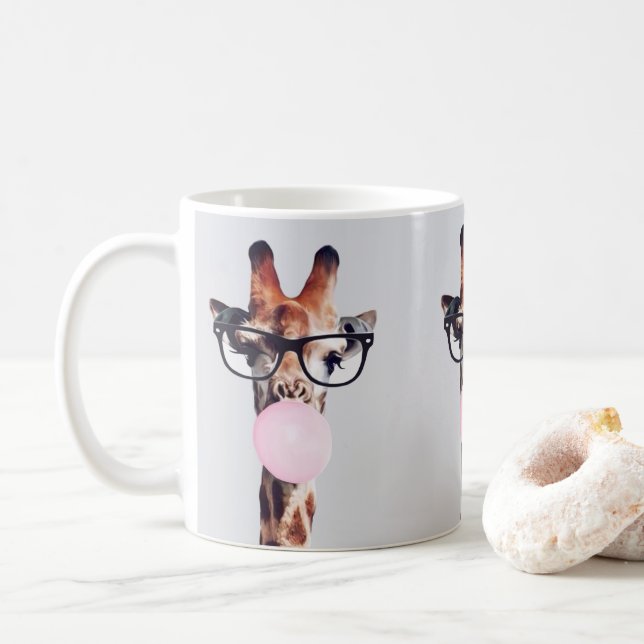 TAZA DE CAFÉ GIRAFFE USANDO GAFAS CAFÉ MUG (Con donut)