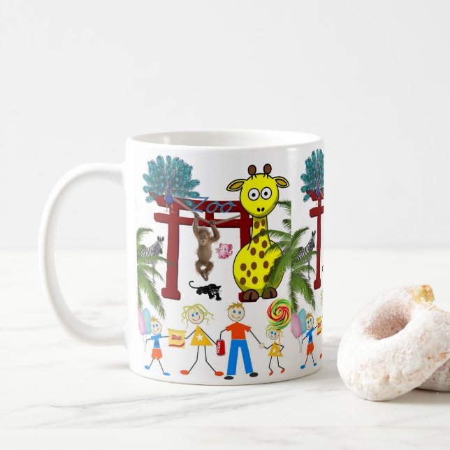 Taza De Café Giraffe Zoo Monkey Mug (Con donut)