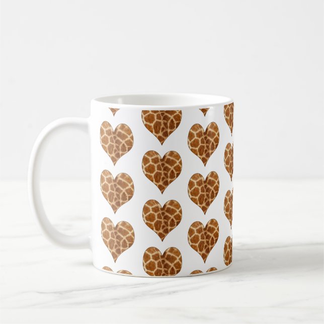 Taza De Café Giraffic Hearts Tiled Pattern (Izquierda)