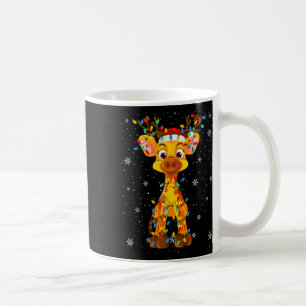 Taza De Café Girafra Animal Santa Hat Ugly Christmas Tree Light