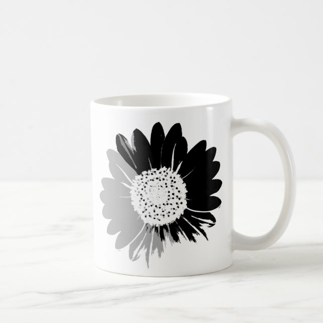 Taza De Café Girasol a escala gris (Derecha)