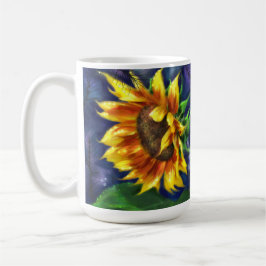 Taza De Café Girasol de noche Flor azul amarilla flor floral