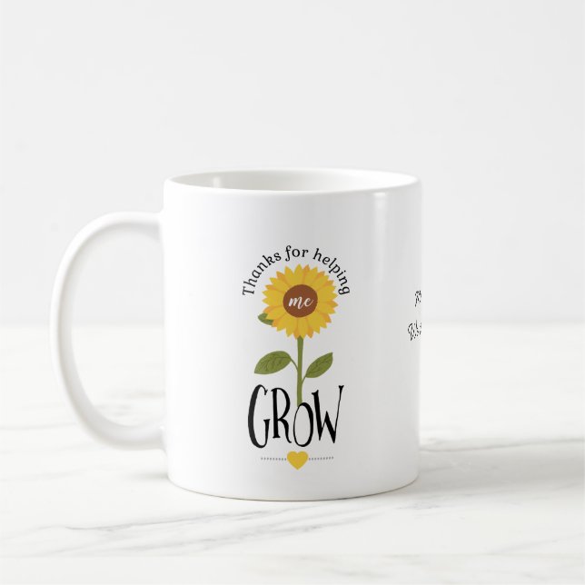 Taza De Café Girasol Gracias por Ayudarme a Crecer Maestro (Izquierda)