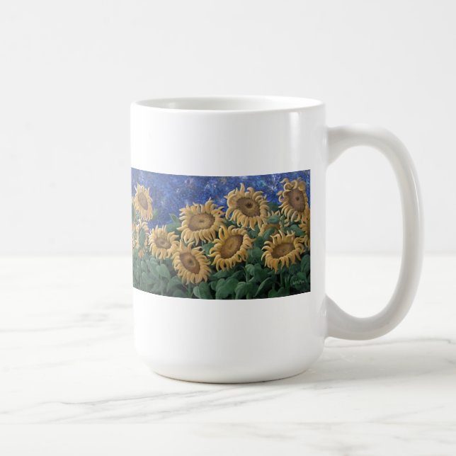 Taza De Café Girasol iluminado por la luna de la noche (Derecha)