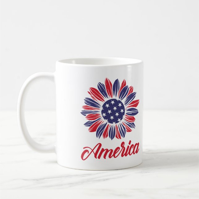 Taza De Café Girasol patriótico americano (Izquierda)