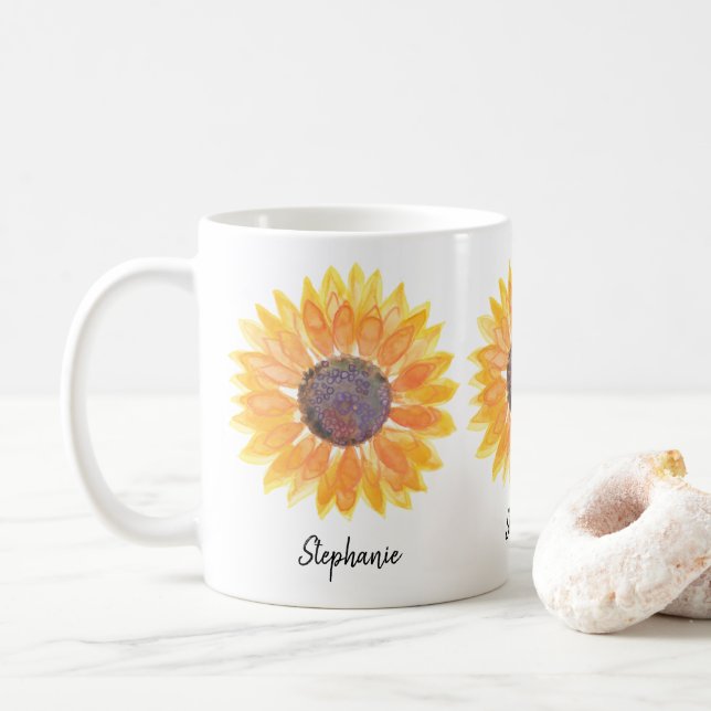 Taza De Café Girasol personalizado  (Con donut)