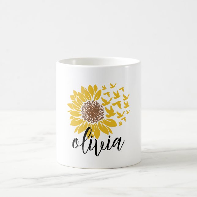 Taza De Café Girasol personalizado,regalo de girasol (Centro)