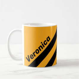 Taza De Café Girasol Retro Zumbido Tres Rayas con Nombre