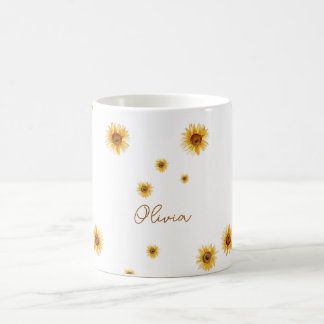 Taza De Café Girasoles Acuarela Personalizados