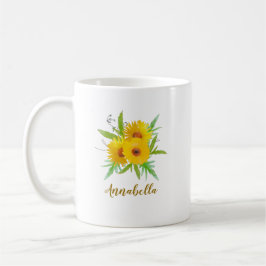 Taza De Café Girasoles Boho con regalo de nombre 