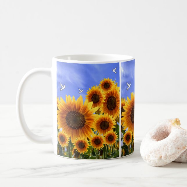 Taza De Café girasoles de barro (Con donut)