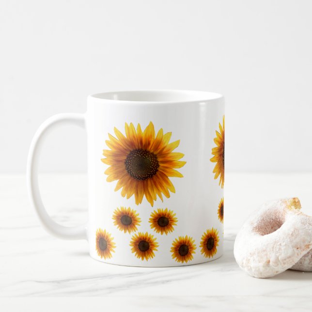Taza De Café girasoles de barro (Con donut)