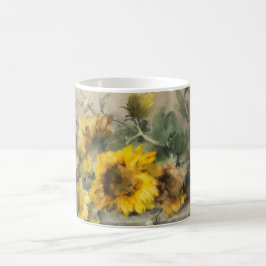 Taza De Café Girasoles en una cornisa de piedra de Roosenboom