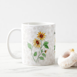Taza De Café girasoles personalizados sobre hojas de arce