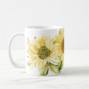Taza De Café Girasoles suaves acuarela