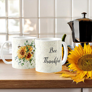 Taza De Café Girasoles y abejas personalizado
