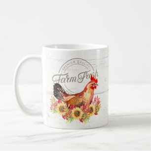 Taza De Café Girasoles y granja de pollos fresca